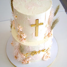 Baptism Cross & Name Two Tier Cake